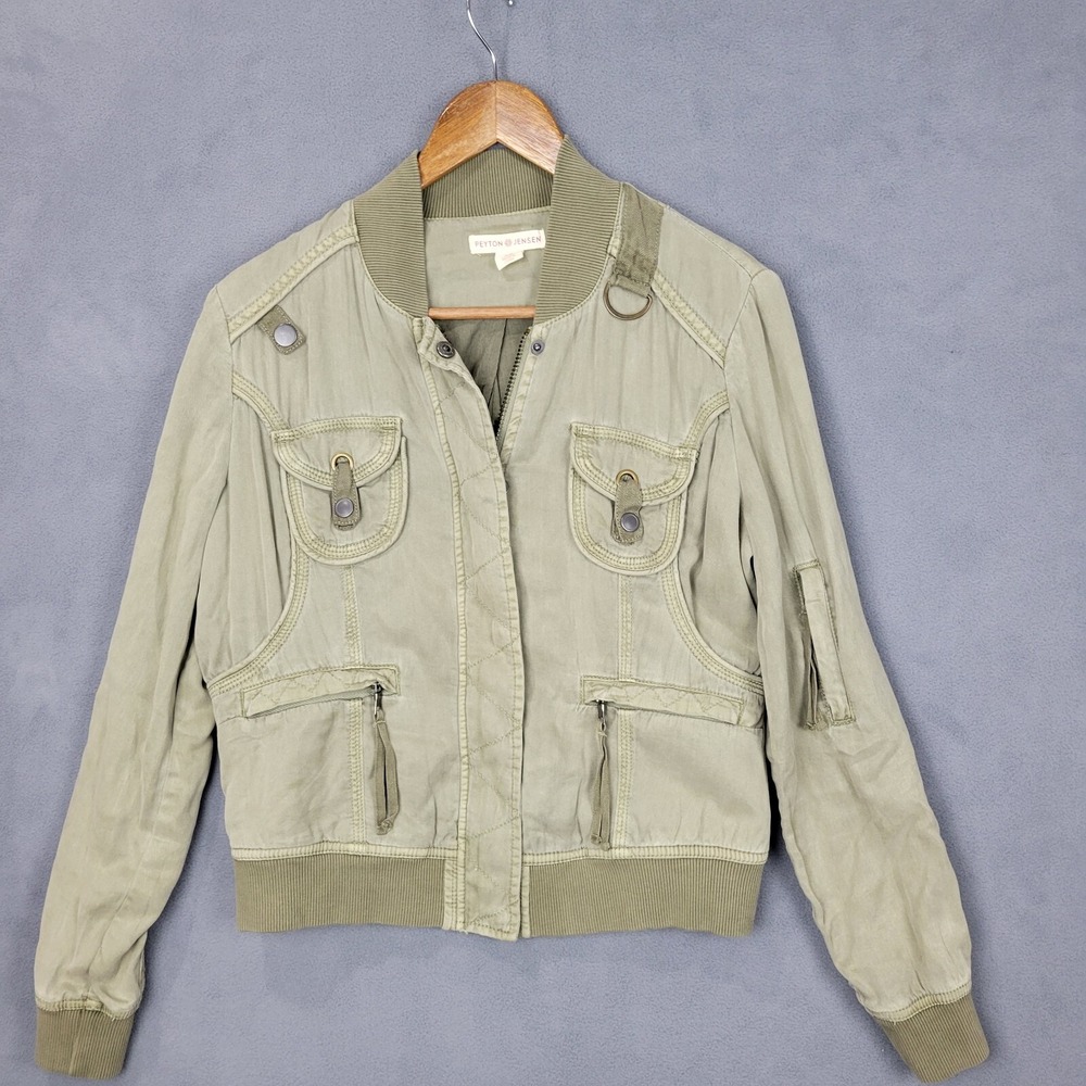 Peyton Jensen Bomber Jacket Women's XS Laurel Green Lyocell Long Sleeve‎ Grunge